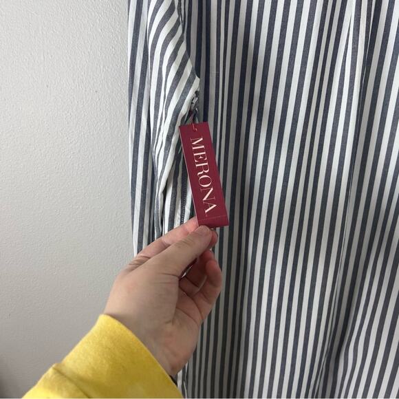 NWT Striped Button Down Shirt Blouse Long Sleeve Merona - Picture 3 of 5